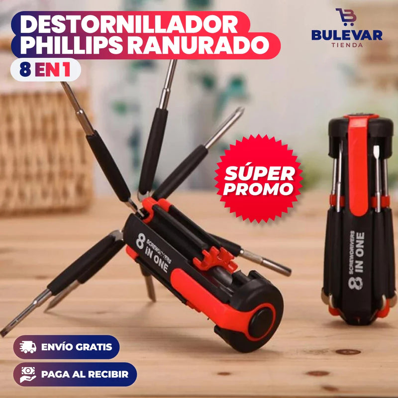 DESTORNILLADOR Y LINTERNA MULTIFUNCIONAL 8 EN 1