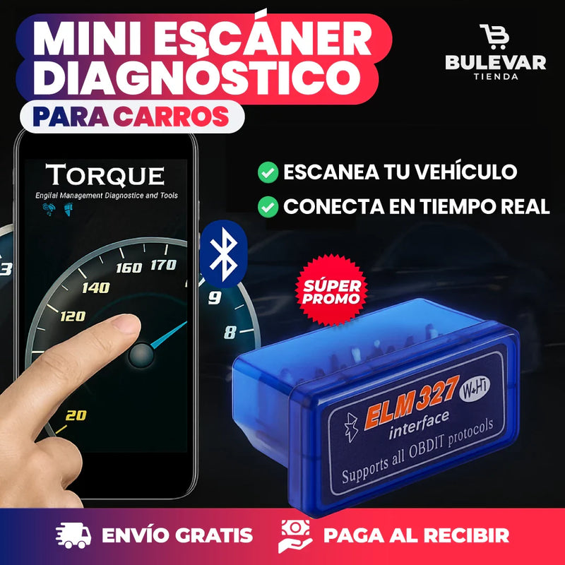 MINI ESCÁNER DE DIAGNÓSTICO PARA AUTOS + ENVÍO GRATIS