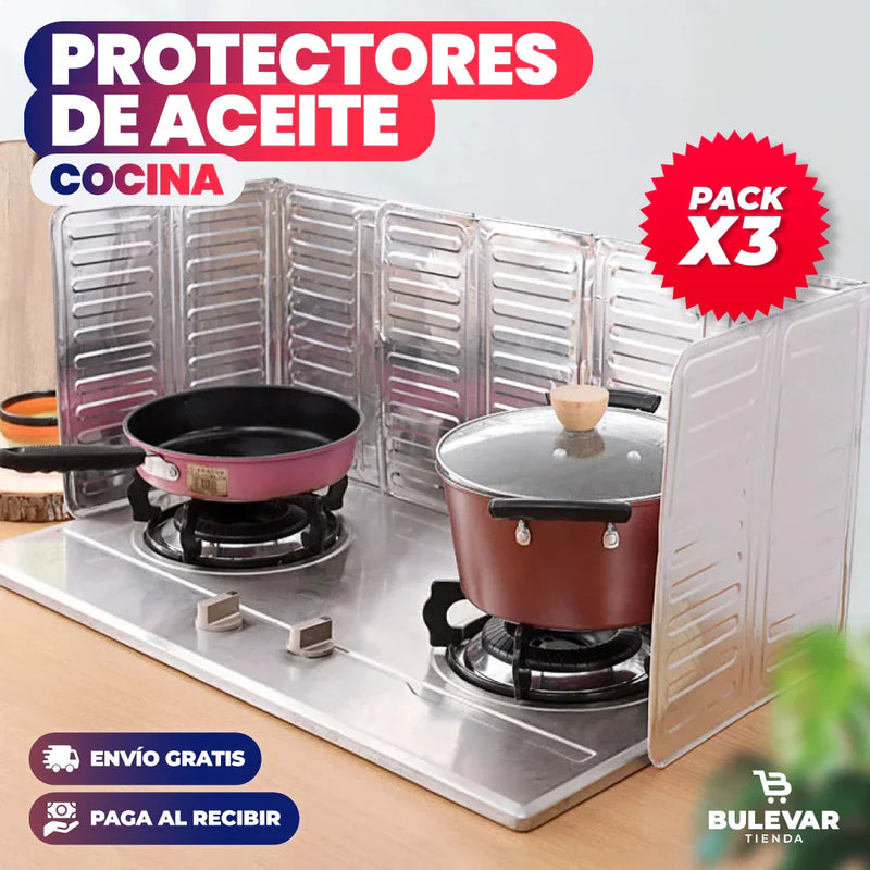 PACK DE 3 PROTECTORES DE ACEITE RESISTENTE AL CALOR PARA LA COCINA