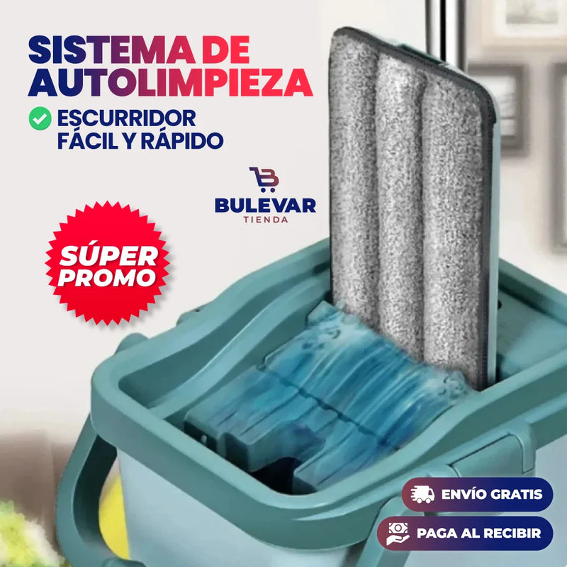 TRAPEADOR PLANO CON CUBO AUTO ESCURRIBLE