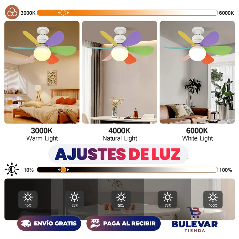 VENTILADOR DE TECHO CON LUZ LED