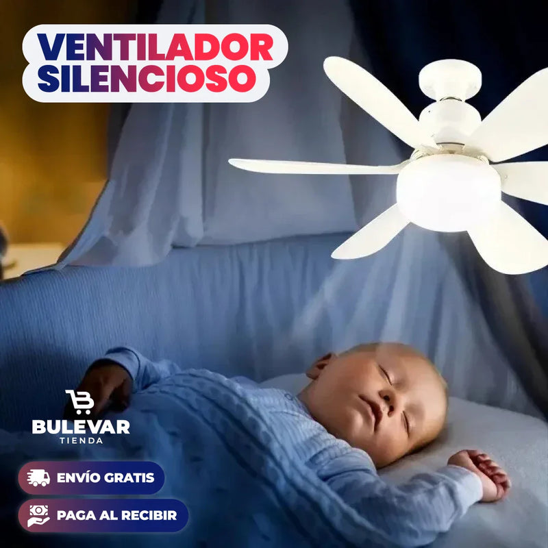VENTILADOR BLANCO DE TECHO CON LUZ LED