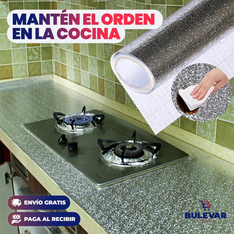 PROMO 3X1 PAPEL ALUMINIO ADHESIVO DE COCINA 60cm x 2 mt