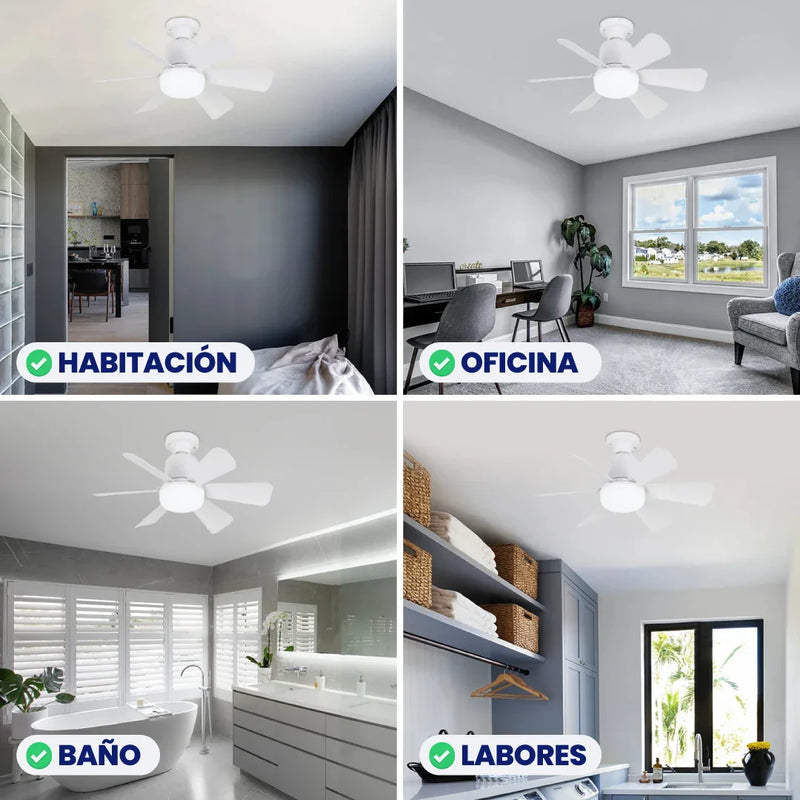 VENTILADOR BLANCO DE TECHO CON LUZ LED