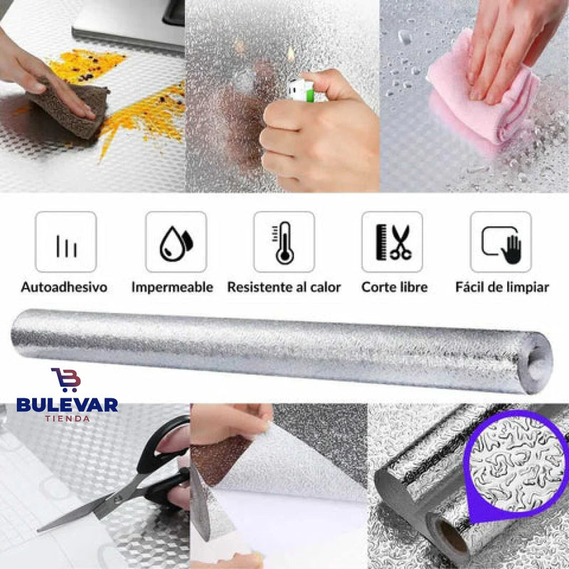 PROMO 3X1 PAPEL ALUMINIO ADHESIVO DE COCINA 60cm x 2 mt
