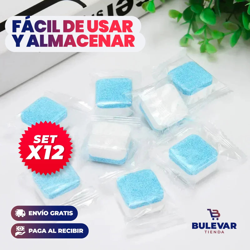PASTILLAS DE MANTENIMIENTO LIMPIADORAS ANTI MAL OLOR PARA LAVADORA X12